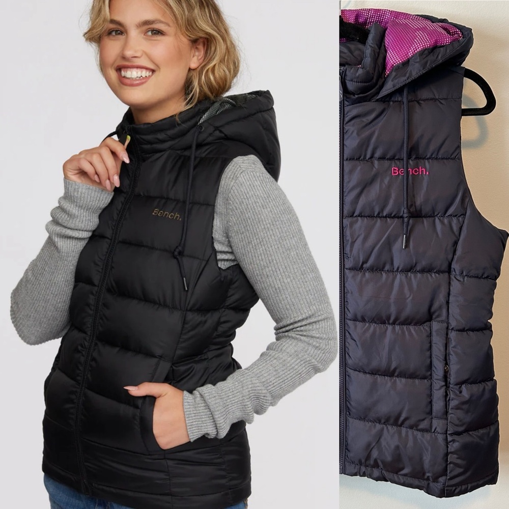 Bench Navy Puffer Vest with Hood
